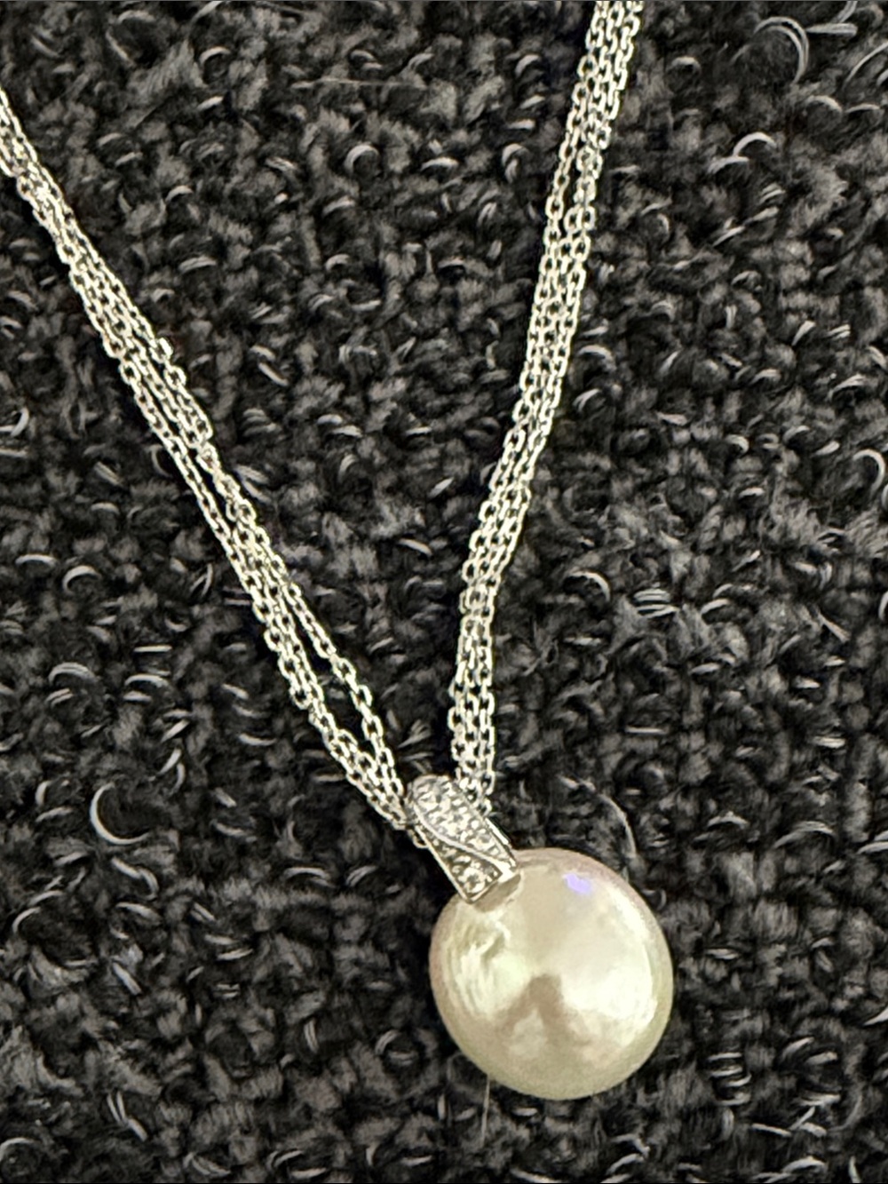 Silver Pearl Pendant Necklace - Elegant Multi-Chain Design sterling 925